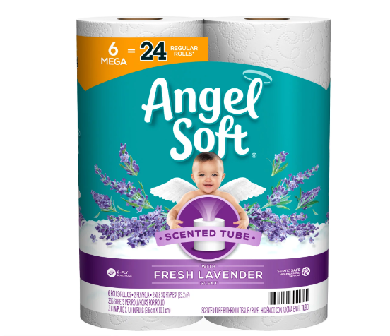 Angel Soft Toilet Paper Fresh Lavender Scent 6 Mega Rolls