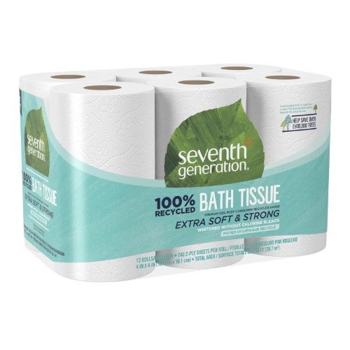 Seventh Generation Toilet Paper, Bath Tissue, 100% Recycled Paper, 12 Rolls