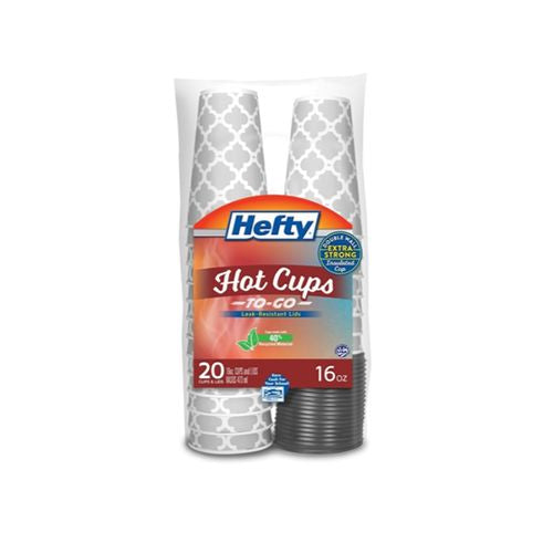 Hefty Disposable Hot Cups with Lids 16 Ounce 20 Count
