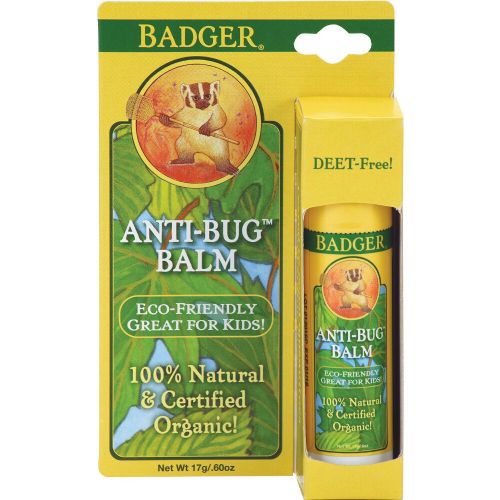 Badger - Anti-Bug Balm Stick DEET-Free Mosquito Repelling Balm Stick Badger Balm Bug Repellent Stick Certified Organic Insect Repellent 0.6 oz Stick