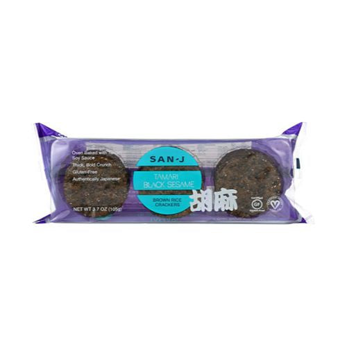 GLUTEN FREE AUTHENTICALLY JAPANESE TAMARI BLACK SESAME OVEN BAKED BROWN RICE CRACKERS, TAMARI BLACK SESAME