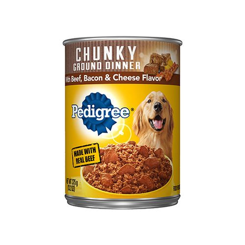 Pedigree Beef Cheese & Bacon Flavor Ground Wet Dog Food for Adult 13.2 oz. Can