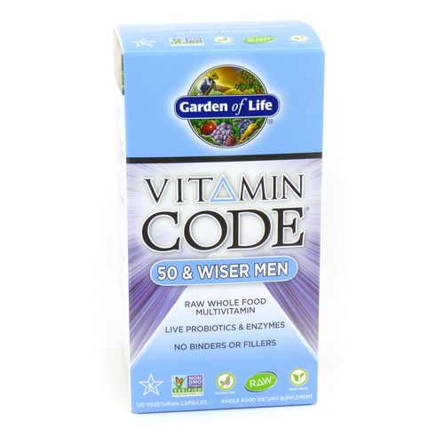 Garden of Life - Vitamin Code RAW 50 & Wiser Men s Multi Formula - 120 Vegetarian Capsules