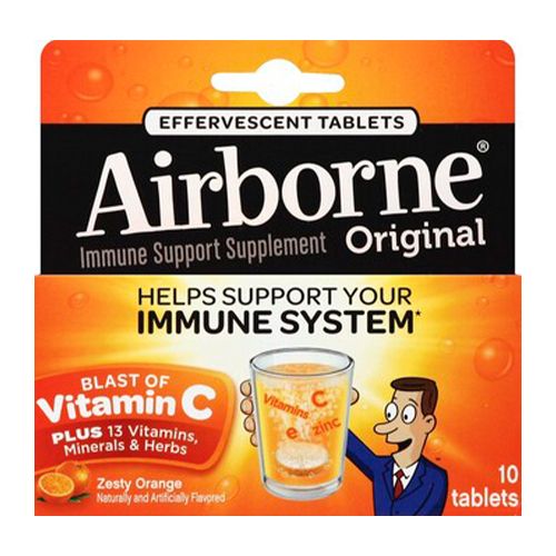 Airborne Zesty Orange Effervescent Tablets 10 count - 1000mg of Vitamin C - Immune Support Supplement