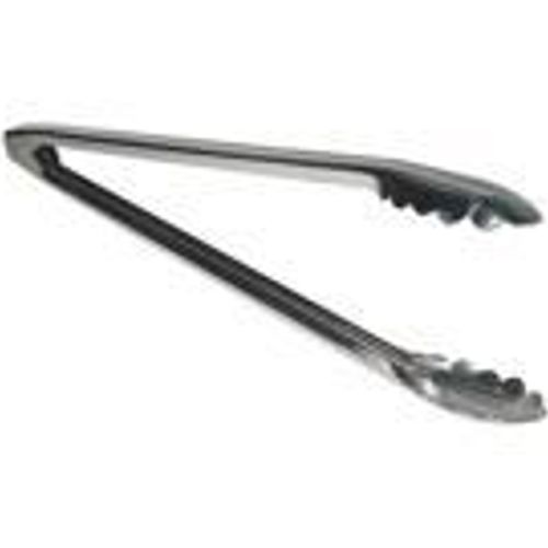HIC Spring Locking Kitchen Cooking Serving Food Barbecue Tong Scalloped Gripping Edge Stainless Steel 16-Inch