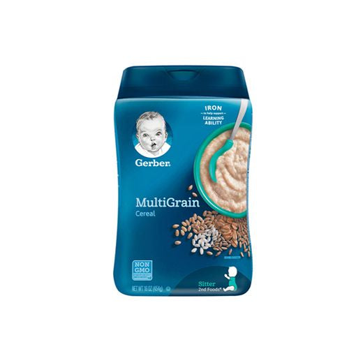 Gerber 2nd Foods Cereal for Baby Grain & Grow Baby Cereal Multigrain 16 oz Canister