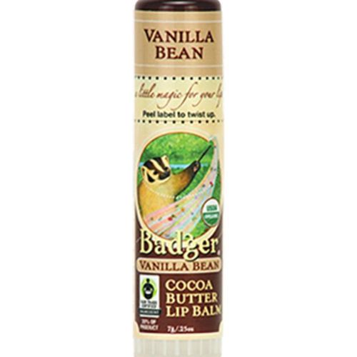 Badger - Cocoa Butter Lip Balm Vanilla Bean Certified Organic Lip Balm 0.25 oz Stick