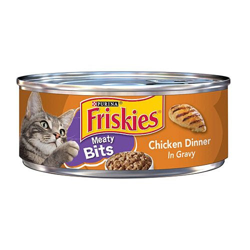 Friskies Gravy Wet Cat Food Meaty Bits Chicken Dinner 5.5 oz. Can