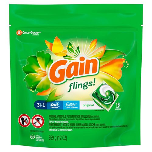 Gain Flings Laundry Detergent Soap Pacs 16 Ct Original Scent