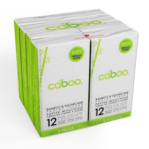 Caboo Tree Free Pocket Facial Tissue White 12 Tissues 8 Ct