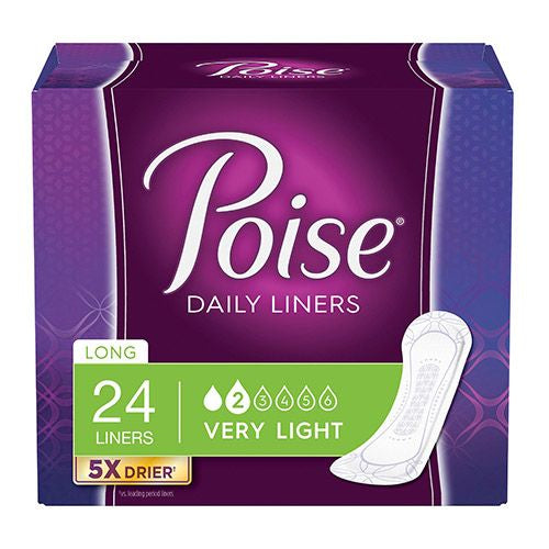 Poise Daily Liners Incontinence Liners Very Light Absorbency Liners Long 24 count