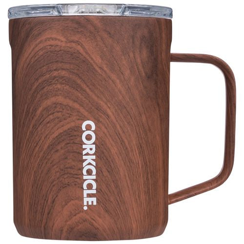 Corkcicle 16 oz Travel Mug Triple Insulated Spill Proof Walnut Wood