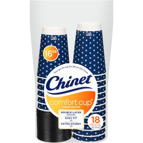Chinet Comfort Cup Hot Cups with Lids 16 oz 18 Count