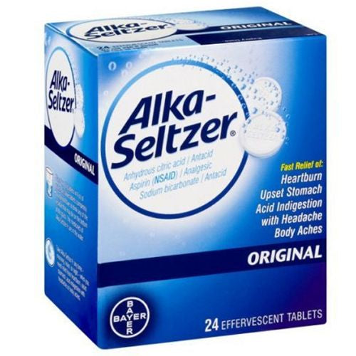 Alka-Seltzer Effervescent Headache Pain Relief Antacid Tablets 24 Count