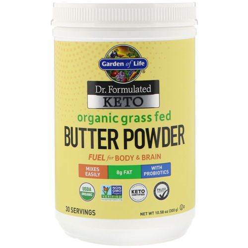 Dr. Formulated Keto Organic Grass Fed Butter Powder 10.58 oz (300 g) Garden of Life