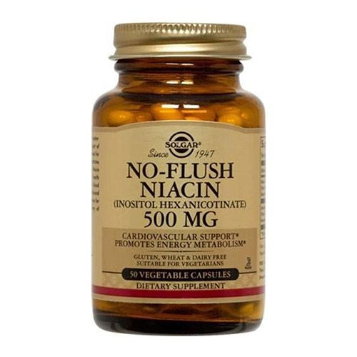 Solgar No-Flush Niacin 500 mg Vegetable Capsules 50 Ct