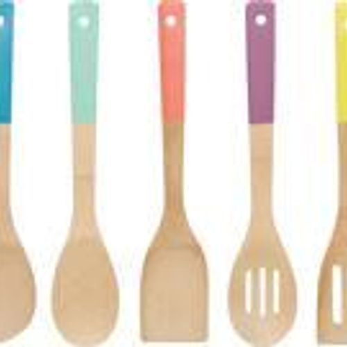 Now Designs Bamboo Utensils, Multi-Color, Set of 5