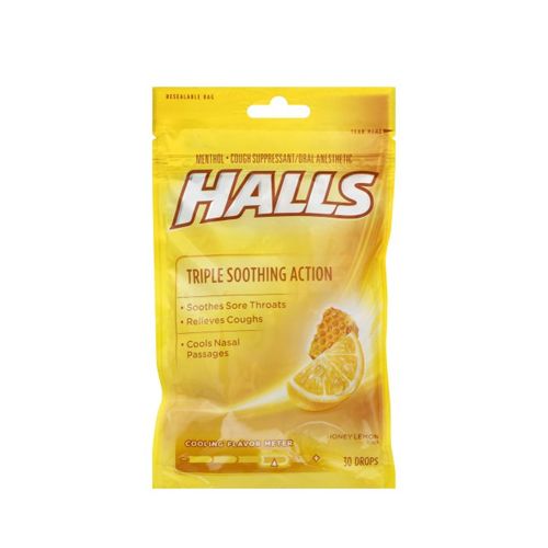 HALLS Relief Honey Lemon Cough Drops 30 Drops