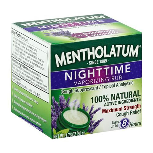 Mentholatum Nighttime Vaporizing Rub Maximum Strength Cough Relief 1.76 oz