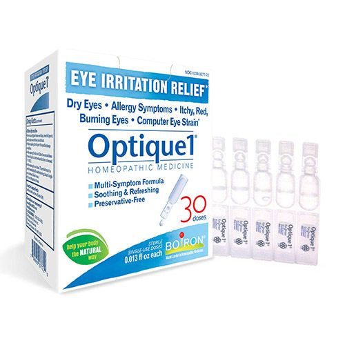 Boiron Optique 1 Eye Drops Homeopathic Medicine for Multi-Symptom Eye Irritation Relief Dry Eyes Allergies Eyestrain 30 Single Liquid Doses