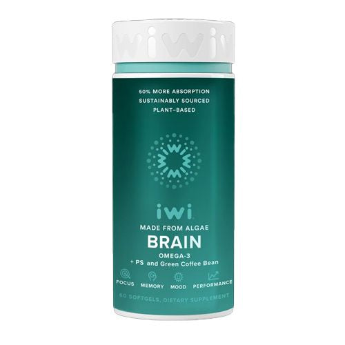 iwi Brain Booster - Vegan Algae Omega 3 + PS & Green Coffee Bean Extract  EPA  DHA - 30 Day Supply