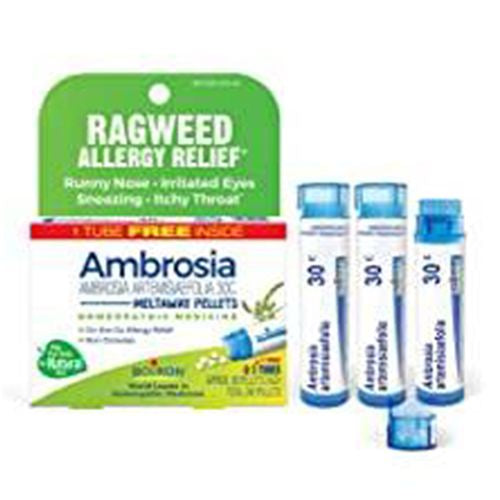 Boiron Ambrosia 30C Bonus Pack Ragweed Allergy Relief Runny Nose Irritated Eyes Sneezing Itchy Throat 3 x 80 Pellets