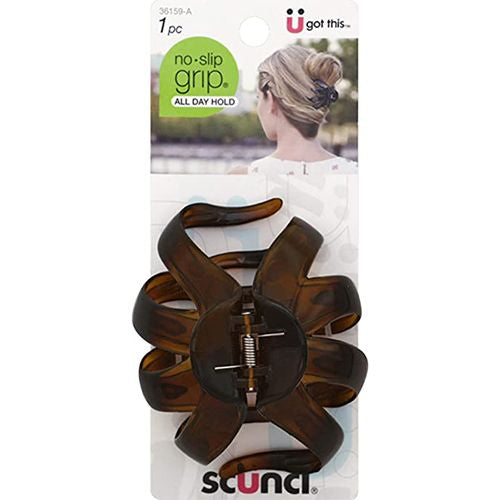 Scunci Large No-Slip Grip Octo-Jaw Claw Clip in Thick Neutral Plastic  1ct