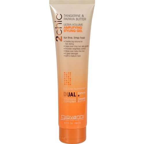 GIOVANNI 2chic Ultra Volume Amplifying Hair Styling Gel 5.1 oz. for Thin Fine Limp Hair Tangerine & Papaya Butter Lightweight Weightless Control Paraben Free Color Safe (Pack of 1)