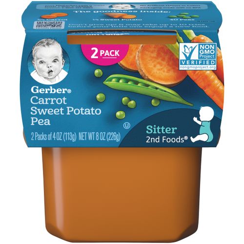 Gerber Sitter 2nd Foods Carrot Sweet Potato Pea Baby Meals - 2ct/4oz Each