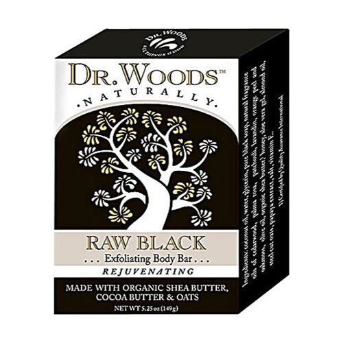 Dr. Woods Raw Black Exfoliating Body Bar with Organic Shea Butter 5.25 oz