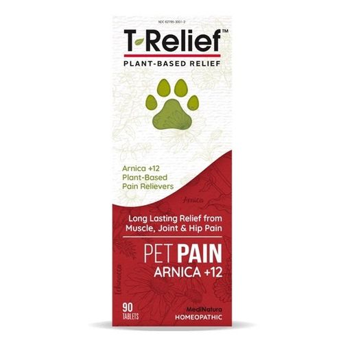 MediNatura T-Relief Pet Pain Reliever Arnica +12 Plant-Based Relief 90 Tabs