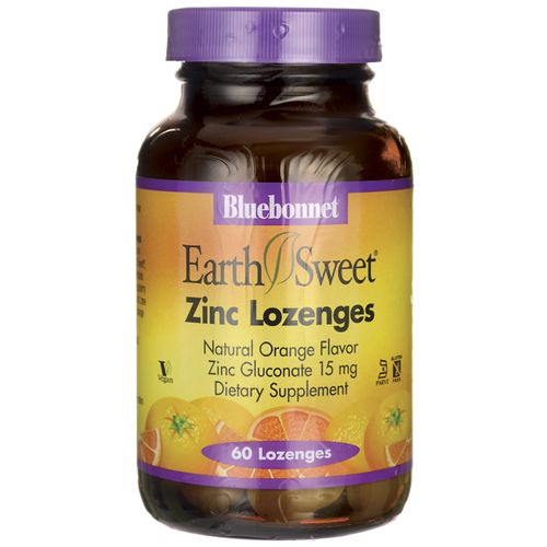 EarthSweet Chewables Zinc Lozenges Orange 15 mg 60 Lozenges Bluebonnet Nutrition