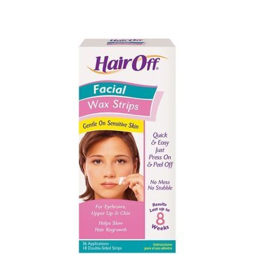 CCA Industries Hair Off Facial Wax Strips, 18 ea