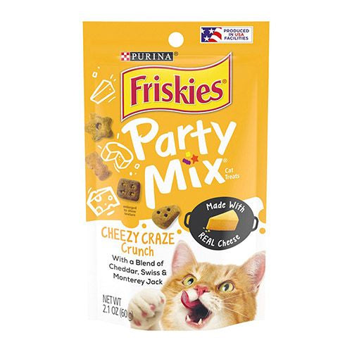 Friskies Cat Treats Party Mix Cheezy Craze Crunch 2.1 oz. Pouch