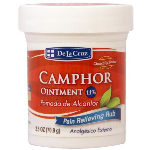 De La Cruz Camphor Ointment Topical Pain Relief for Back Knee and Joint Pain 2.5 Oz