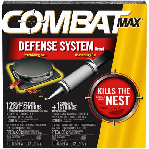 Combat Max Defense System Brand Small Roach Killing Bait 12 Count and Roach Killing Gel 1 Count