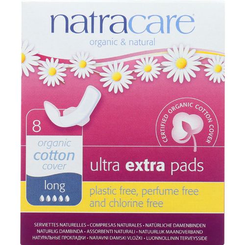 Natracare Ultra Extra Pads w/wings - Long - 8 Count