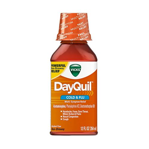 Vicks DayQuil Daytime Cold Cough and Flu Liquid Medicine Over-the-Counter Medicine 12 Oz