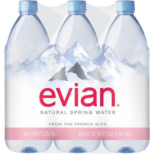 evian Natural Spring Water bottles 33.8 fl oz 6 pack
