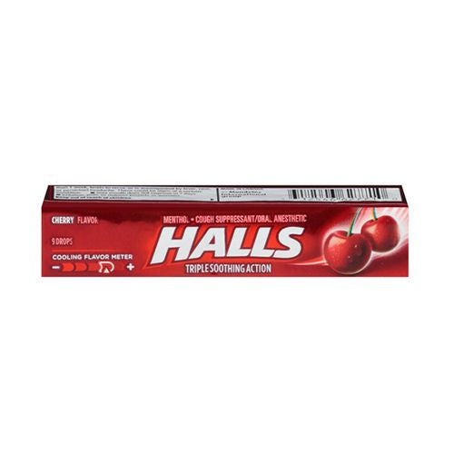 HALLS Cherry Flavor Cough Drops 9 Drops