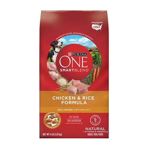 Purina ONE Natural Dry Dog Food SmartBlend Chicken & Rice Formula 4 lb. Bag