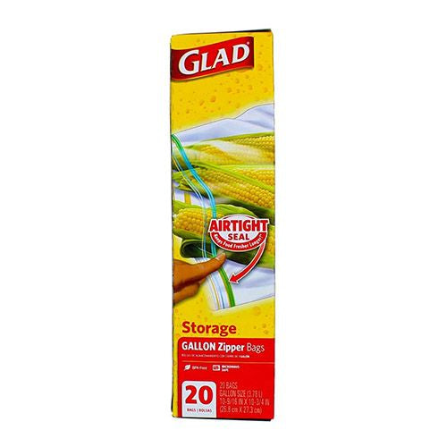 Glad Zipper Food Storage Freezer Bags Gallon Size 20 Count