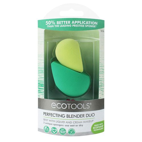 EcoTools Ecofoam Perfect Blender Duo Sponge 2 Beauty Sponges For Flawless Foundation Coverage Cruelty Free Vegan and Latex Free 2 Piece Set