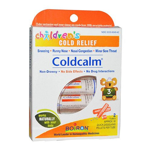 Boiron ColdCalm Kids Pellets Homeopathic Medicine for Cold Relief Sneezing Runny Nose Nasal Congestion 2 x 80 Meltaway Pellets