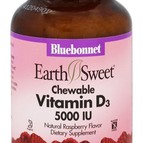 Vitamin D3 Raspberry 5 000 IU (125 mcg) 90 Chewable Tablets Bluebonnet Nutrition