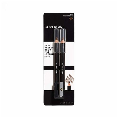 (2-Pack) COVERGIRL Easy Breezy Brow Fill + Define Eyebrow Pencil  505 Rich Brown  0.008 oz