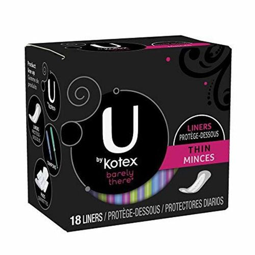 U by Kotex Barely There Thin Panty Liners Light Absorbency Regular Length Unscented 18 Count