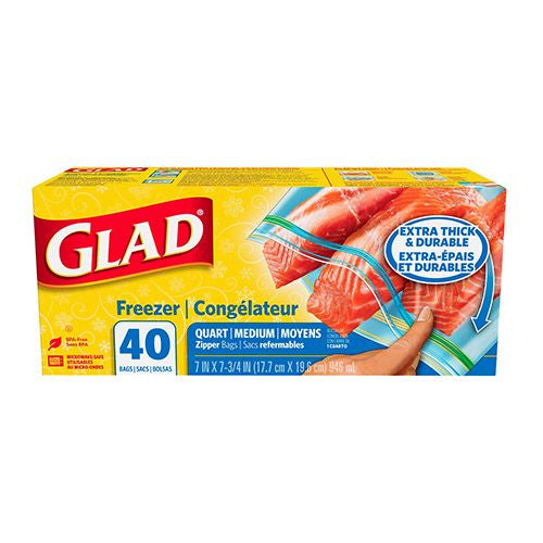 Glad Freezer Bags Quart Size 40 Count
