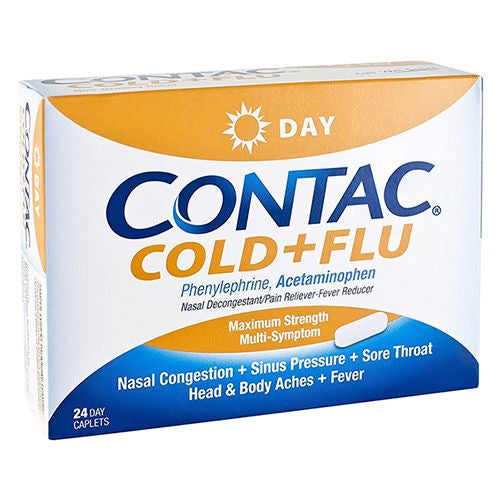 Contac Cold + Flu Maximum Strength Non-Drowsy Formula Caplets 24 Count