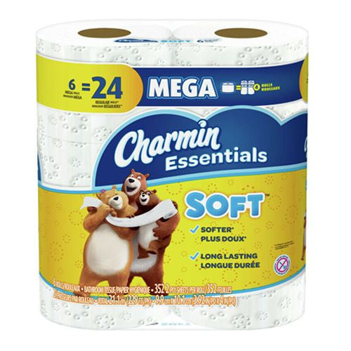 Charmin Essentials Soft Toilet Paper, 6 Mega Rolls